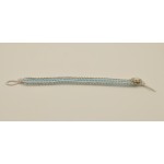 Bracelet cuir chaînes et facettes bleu aqua